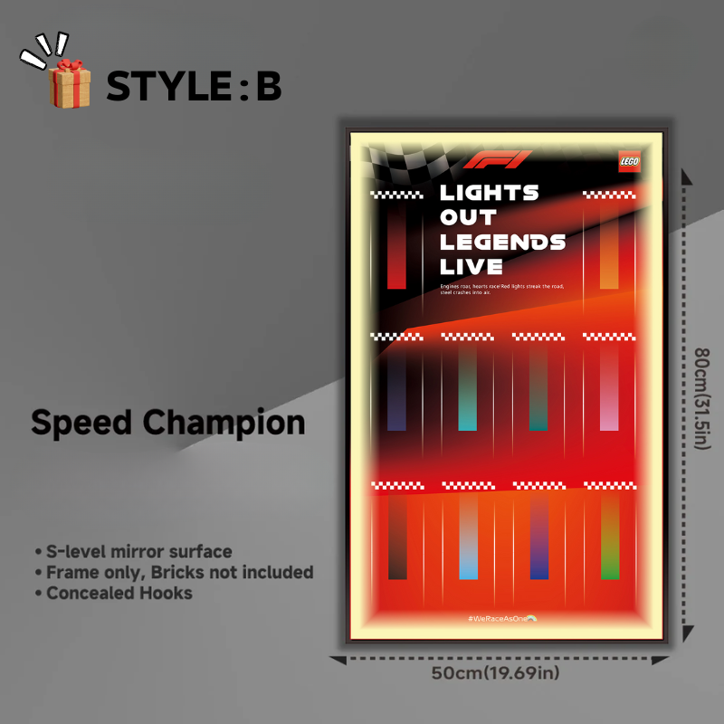 Wall Display frame for LEGO™ F1 Speed Champions 10-Race Car