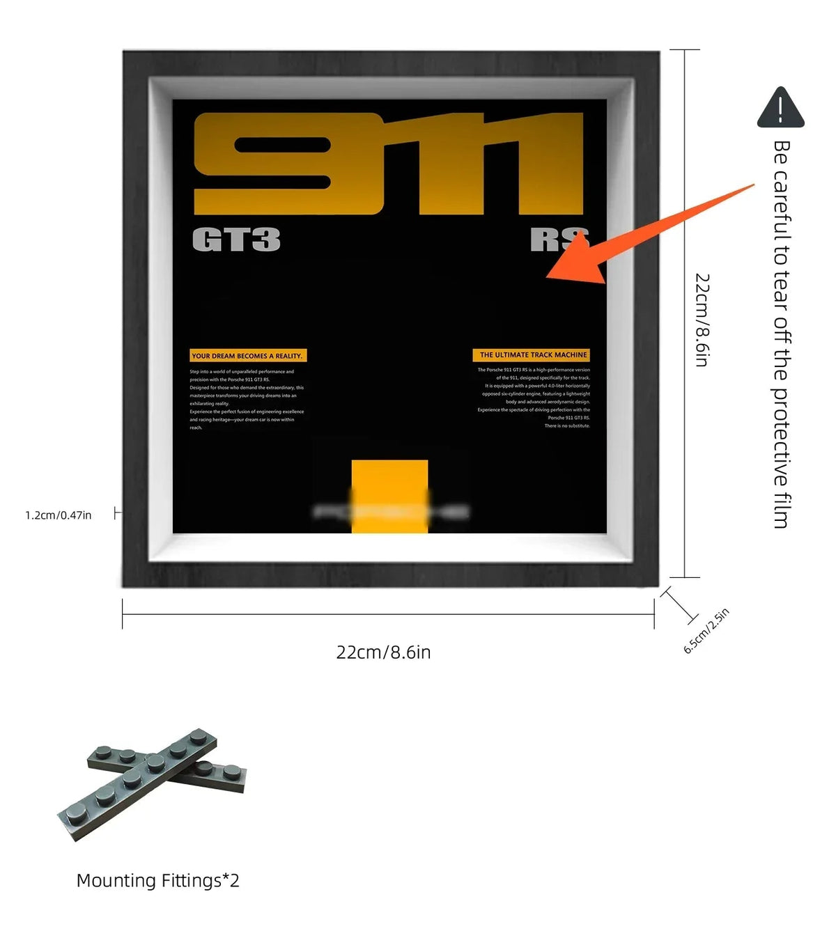 Picture frame for LEGO® Speed Champions Porsche 911 GT3 RS Super Car