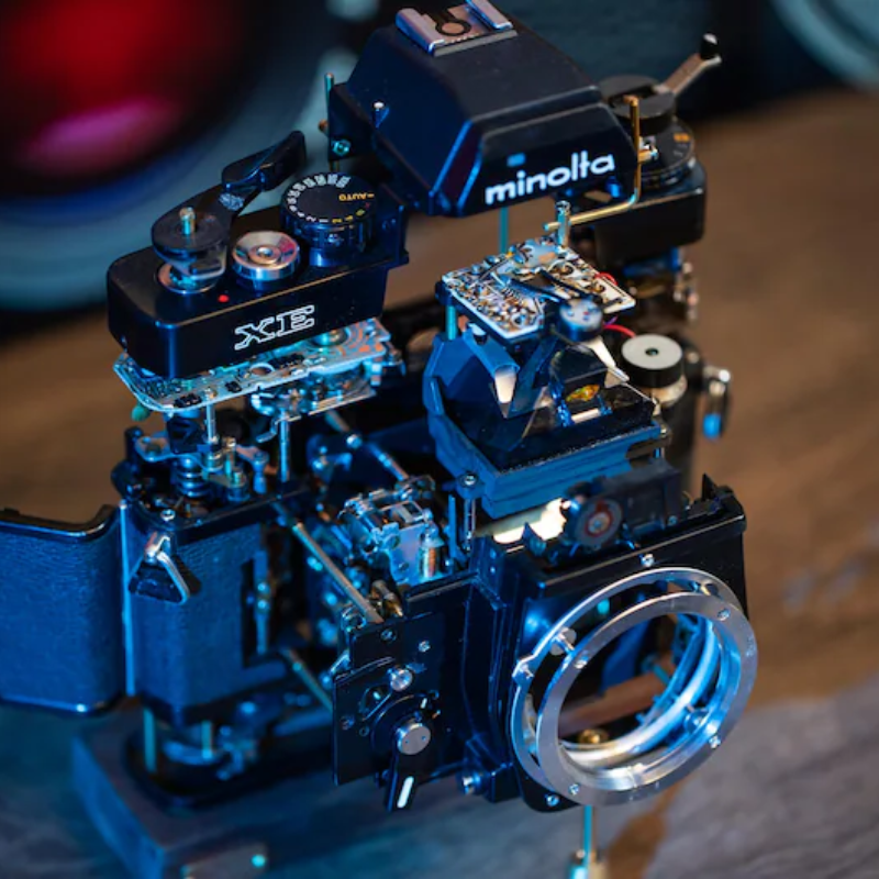 Disassembled Mechanical Film Camera, Deconstructed Minolta XE