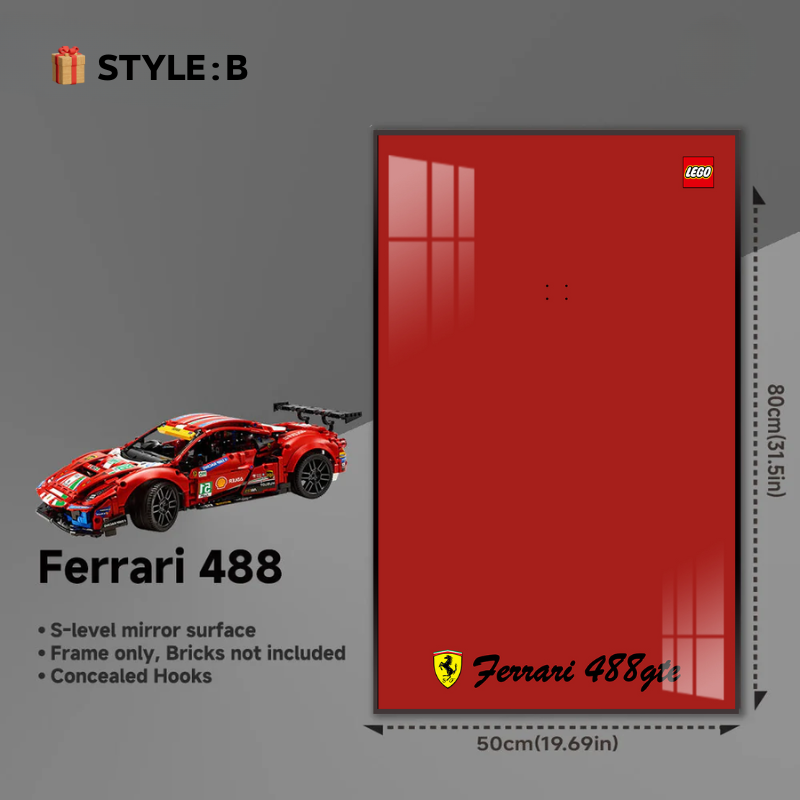 Wall Display Frame for LEGO® Technic F1 Ferrari 488 GTE ''AF Corse #51'' 42125