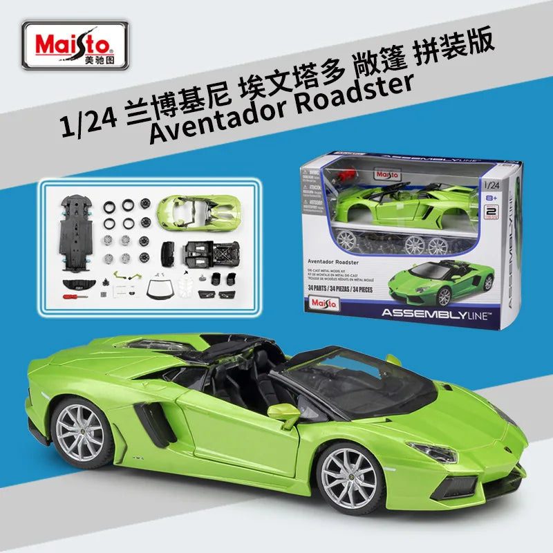 1:24 Lamborghini Aventador Roadster LP700 Urus Chiron Camaro ZL1 R8 V10 Plus 2014 Street Racer unfinished assembled