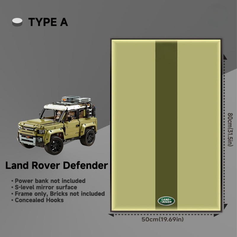 Wall display frame for LEGO® Technic Land Rover Defender 10317