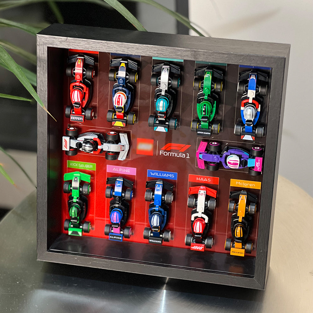 Display case for LEGO® 71049 F1® Collectible Race Cars