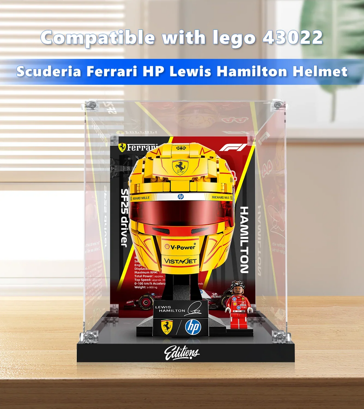 Display Case for LEGO® Ferrari HP Lewis Hamilton Helmet 43022