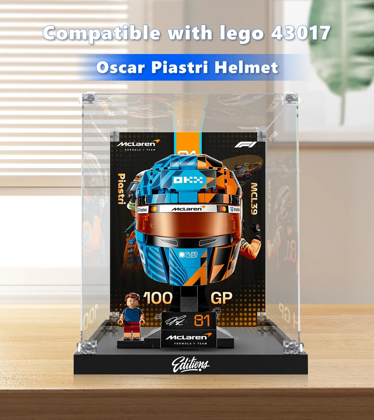 Display Case for LEGO® Editions McLaren Mastercard F1® Team Oscar Piastri Helmet 43017