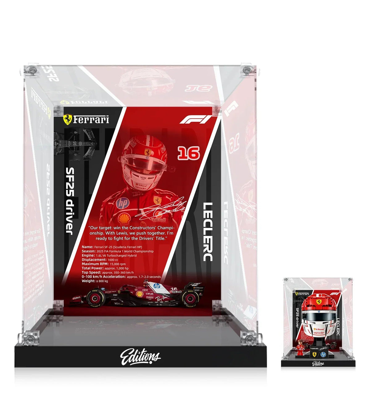 Display Case for LEGO® Scuderia Ferrari HP Charles Leclerc Helmet 43014