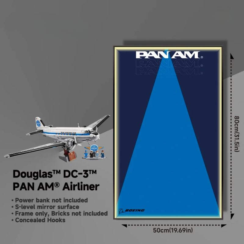 （Pre-Order) Wall Display Frames For LEGO® Icons 11378 Douglas™ DC-3™ PAN AM® Airliner