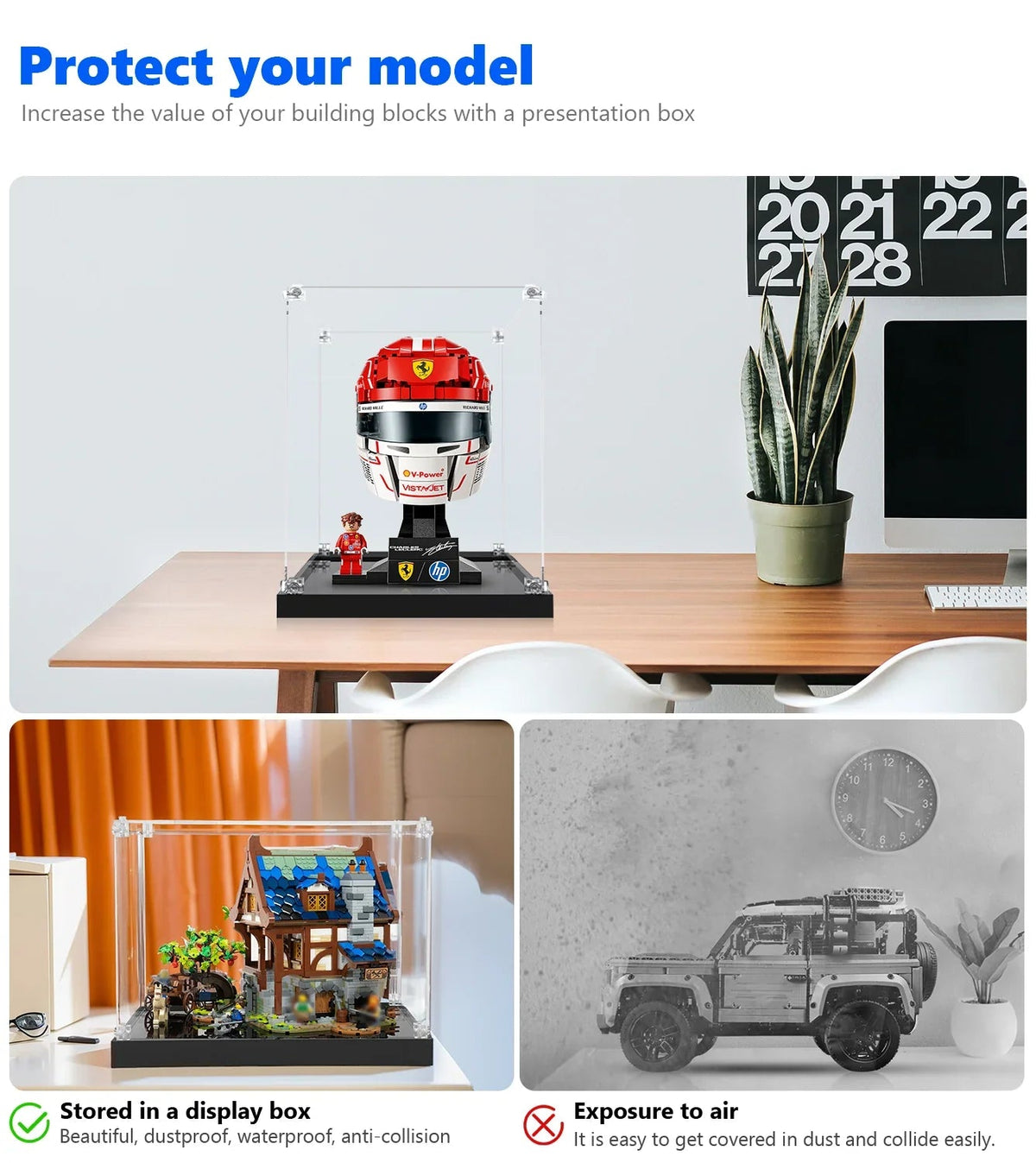 Display Case for LEGO® Scuderia Ferrari HP Charles Leclerc Helmet 43014