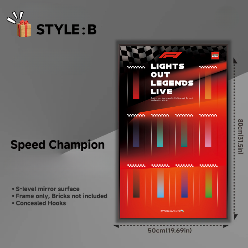 Wall Display frame for LEGO™ F1 Speed Champions 10-Race Car