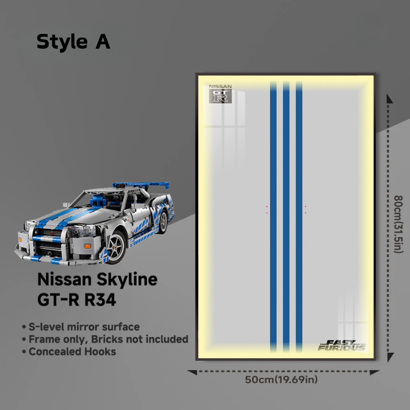 Wall Display Frame for LEGO® 42210 2 Fast 2 Furious Nissan Skyline GT-R (R34) Car
