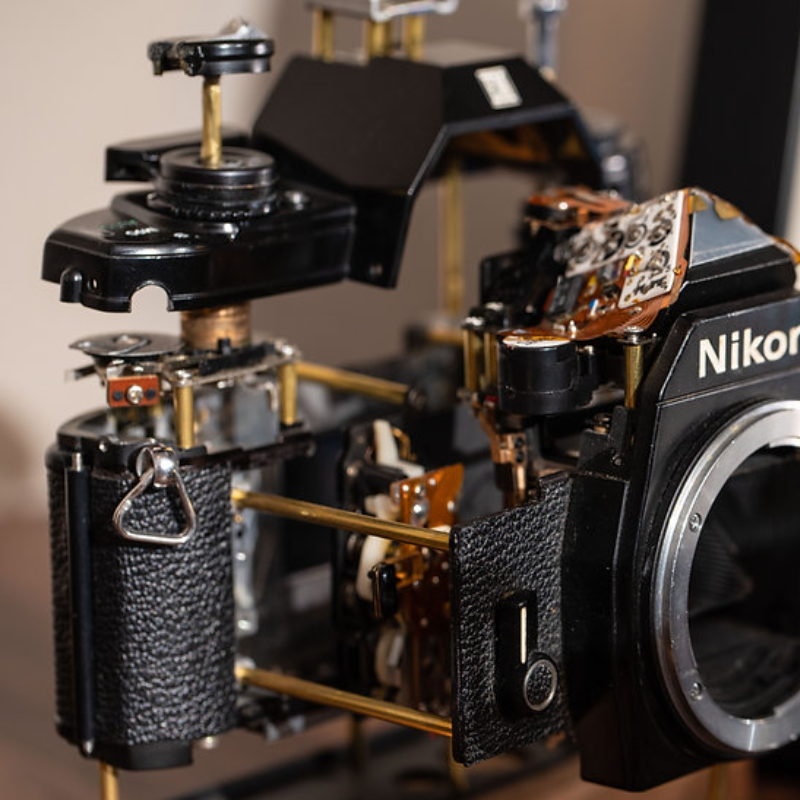 Disassembled Mechanical Film Camera Nikon EM