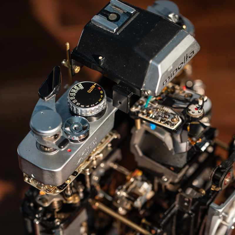 Disassembled Mechanical Film Camera, Deconstructed Minolta XE