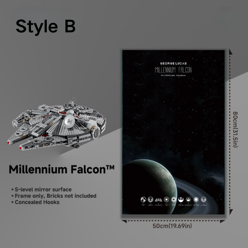 Wall Display frame for LEGO® STAR WARS™ 75257 Millennium Falcon