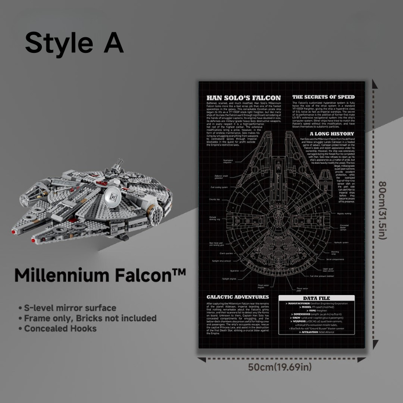 Wall Display frame for LEGO® STAR WARS™ 75257 Millennium Falcon