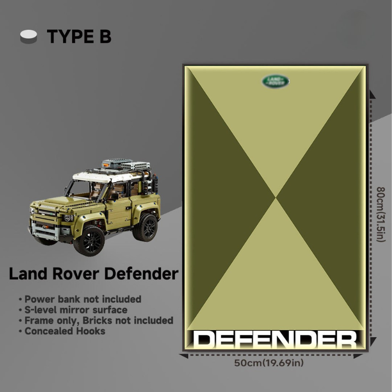 Wall display frame for LEGO® Technic Land Rover Defender 10317