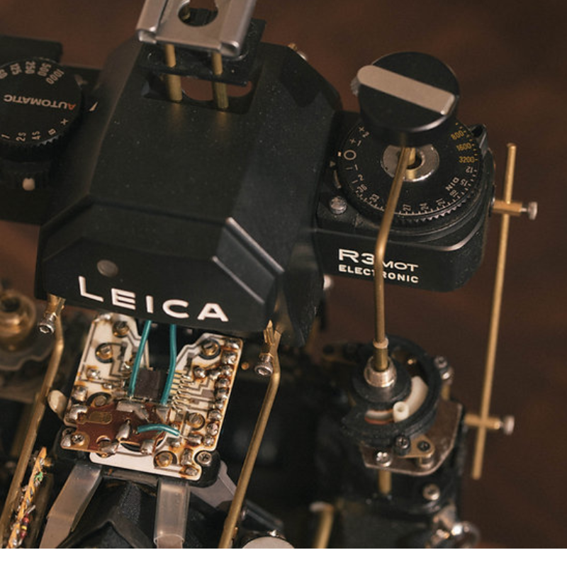 Disassembled Mechanical Film Camera Leica R3 ,Unique Handmade Camera Parts Sculpture,  Gift for Photographers