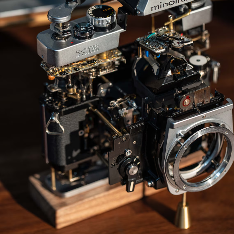 Disassembled Mechanical Film Camera, Deconstructed Minolta XE