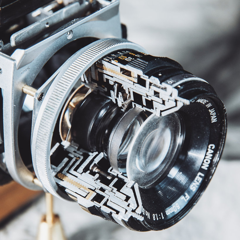 Disassembled Mechanical Film Canon AE-1 Camera , Home Decor, Camera Art