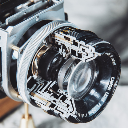 Disassembled Mechanical Film Canon AE-1 Camera , Home Decor, Camera Art