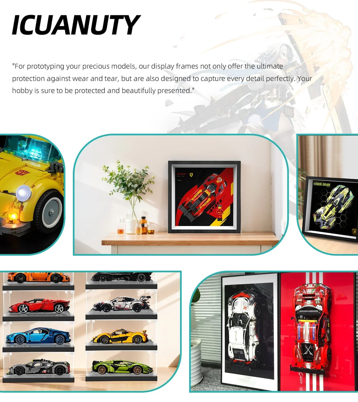 Wall Display Frame for LEGO Speed Champions Ferrari 499P 77261