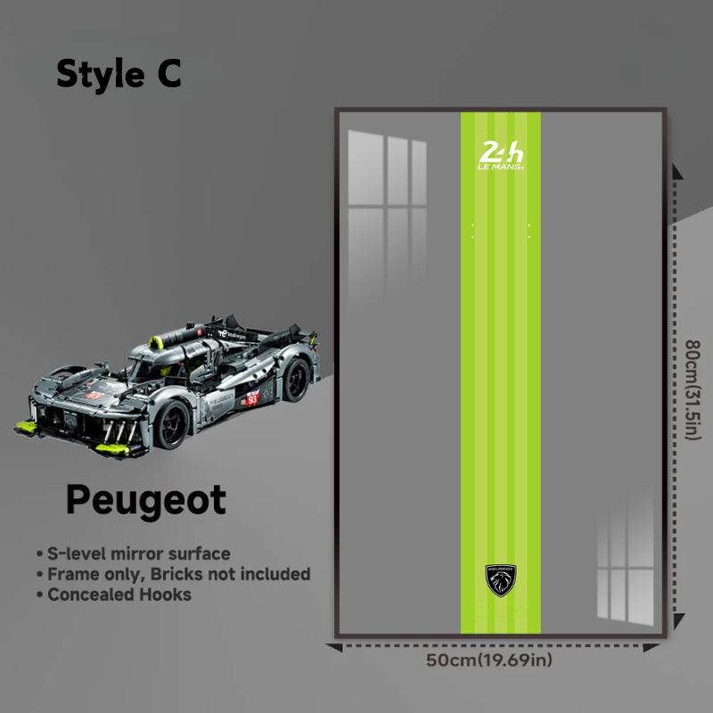 Wall Display frame for LEGO® TECHNIC PEUGEOT 9X8 24H Le Mans Hybrid Hypercar 42156