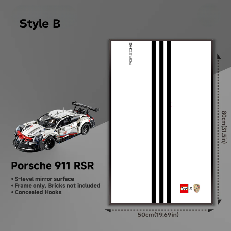 Wall Display Frame for LEGO® Technic Porsche 911 RSR 42096
