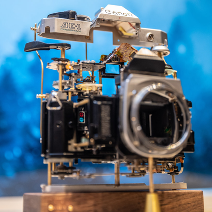 Disassembled Mechanical Film Canon AE-1 Camera , Home Decor, Camera Art
