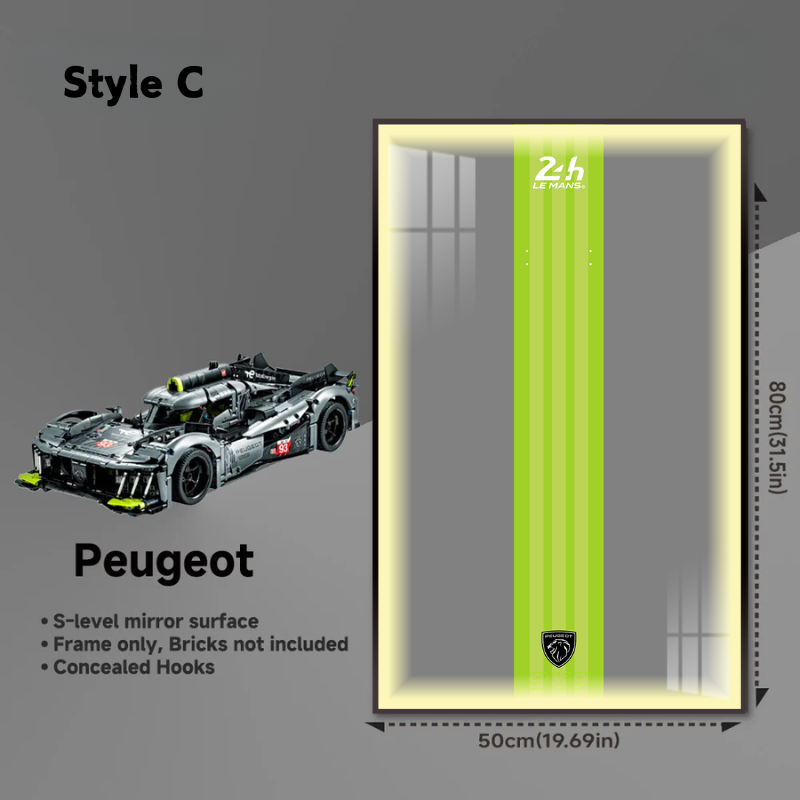 Wall Display frame for LEGO® TECHNIC PEUGEOT 9X8 24H Le Mans Hybrid Hypercar 42156