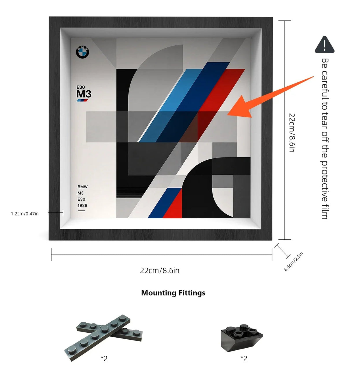 Wall Display Frame for LEGO Speed Champions BMW M3 (E30) 77263