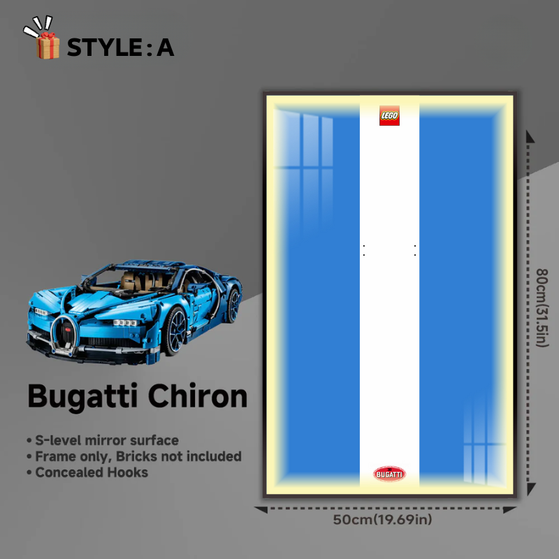 Wall Display Frame for LEGO® Technic F1 42083 Bugatti Chiron