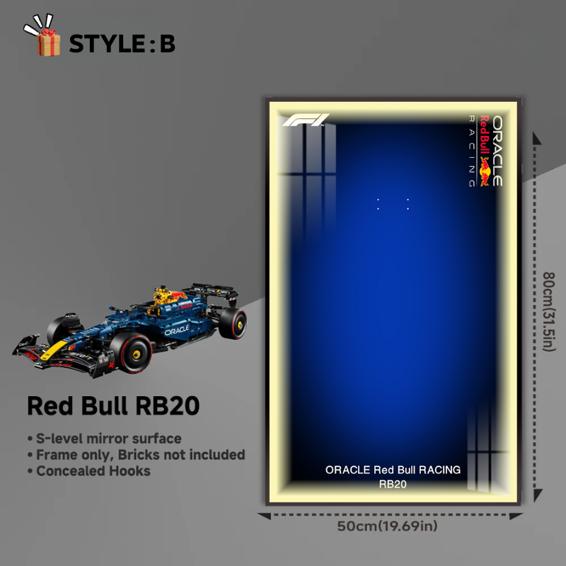 Wall Display Frame For LEGO® TECHNIC™ Oracle Red Bull Racing RB20 F1 Car 42206