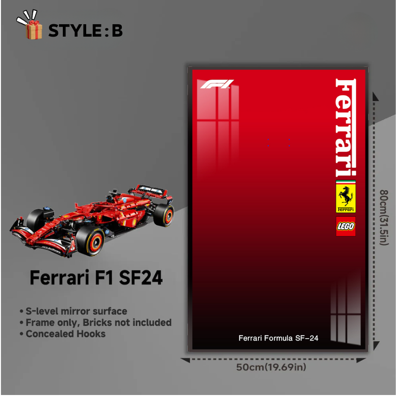 Wall Display Frame For LEGO® TECHNIC™ Ferrari F1 SF24 42207