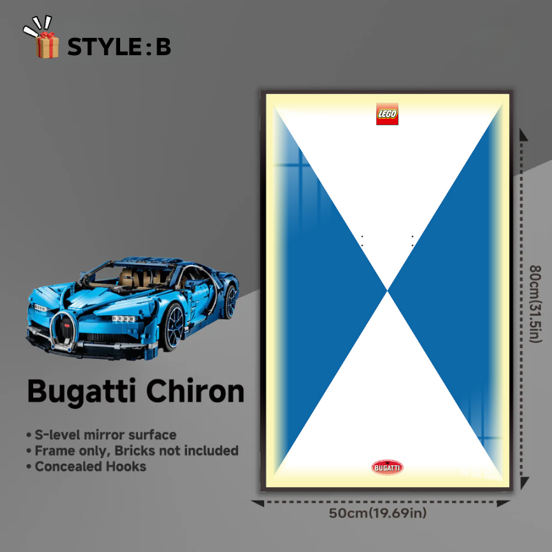 Wall Display Frame for LEGO® Technic F1 42083 Bugatti Chiron
