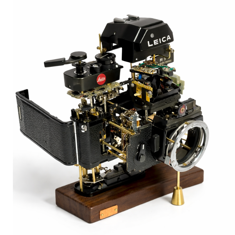 Disassembled Mechanical Film Camera Leica R3 ,Unique Handmade Camera Parts Sculpture,  Gift for Photographers
