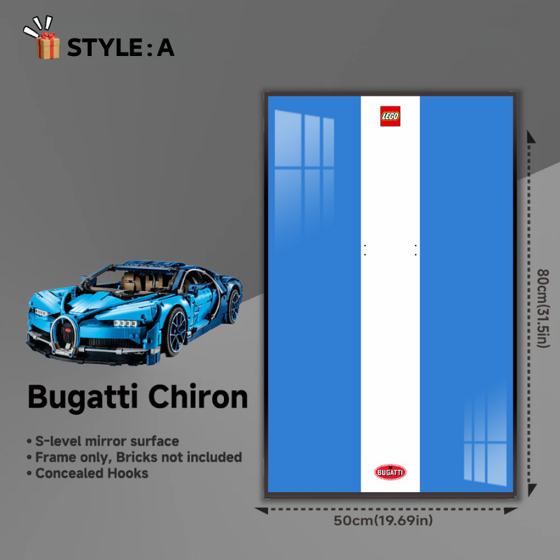Wall Display Frame for LEGO® Technic F1 42083 Bugatti Chiron