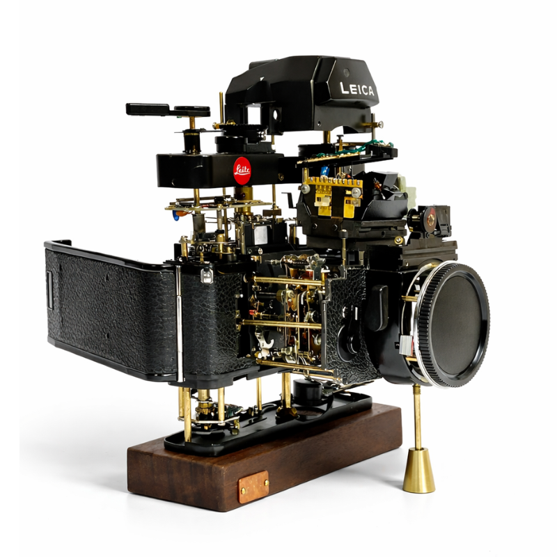 Disassembled Mechanical Film Camera Leica R3 ,Unique Handmade Camera Parts Sculpture,  Gift for Photographers