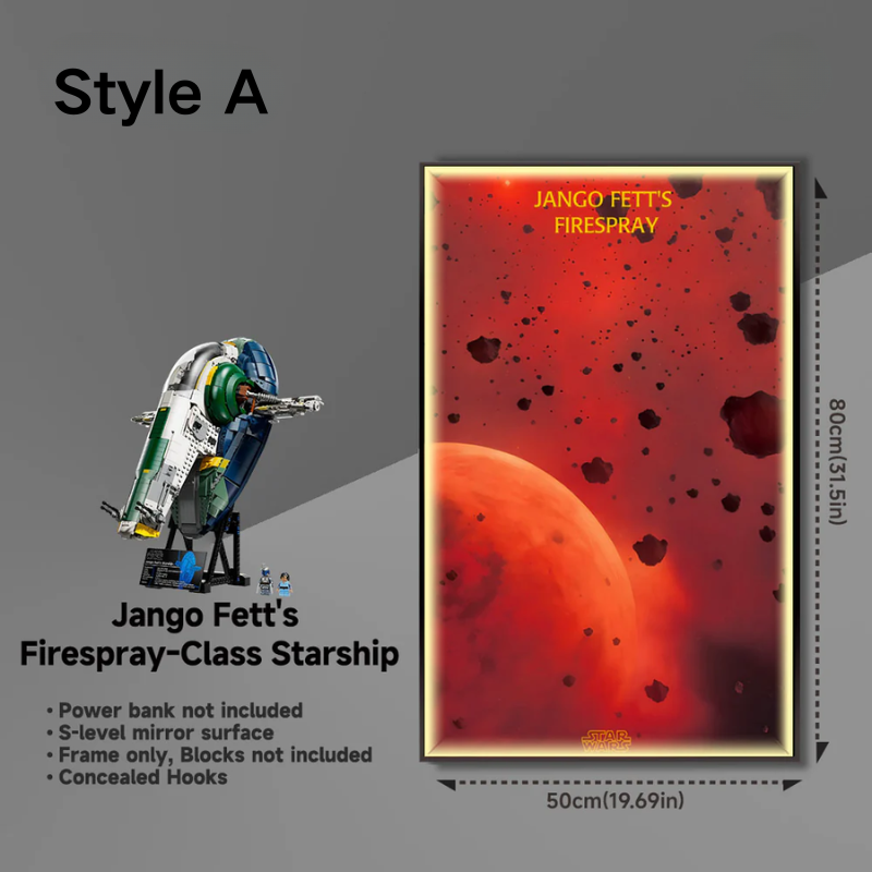 Wall Display frame for LEGO® STAR WARS™ 75409 Jango Fett's Firespray-Class Starship LEGO Gift