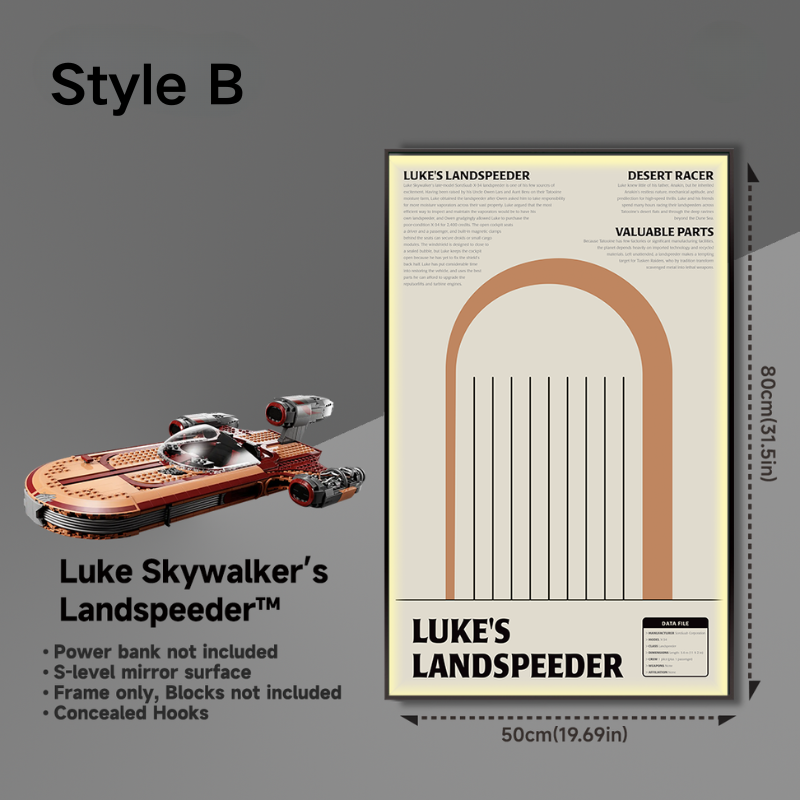 Wall Display Frame for LEGO® Star Wars 75341 Luke Skywalker’s Landspeeder™