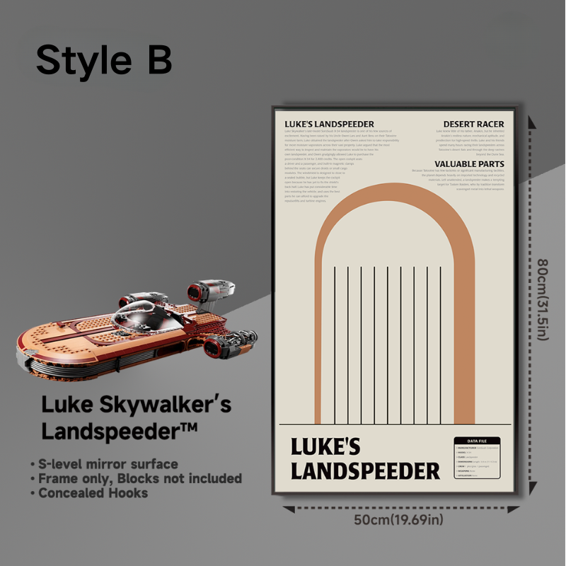 Wall Display Frame for LEGO® Star Wars 75341 Luke Skywalker’s Landspeeder™
