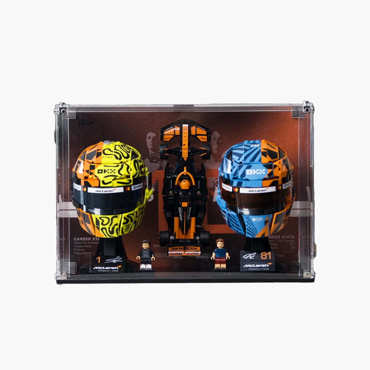 Premium Wall Mount Display Case For LEGO F1 helmets