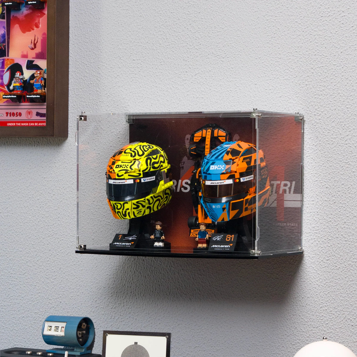 Premium Wall Mount Display Case For LEGO F1 helmets